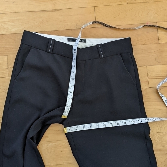 ZARA wide leg pants black with white stich details size Medium 2023/878 T3 - Picture 8 of 11